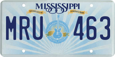 MS license plate MRU463