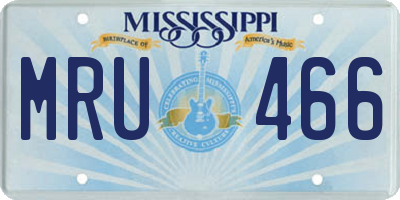 MS license plate MRU466