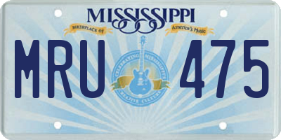 MS license plate MRU475