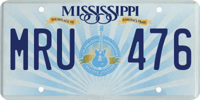 MS license plate MRU476