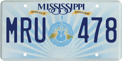 MS license plate MRU478