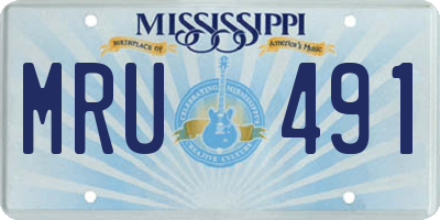 MS license plate MRU491