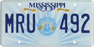 MS license plate MRU492