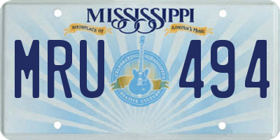 MS license plate MRU494