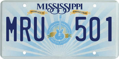 MS license plate MRU501