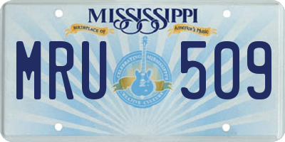 MS license plate MRU509