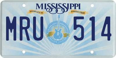 MS license plate MRU514