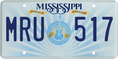 MS license plate MRU517