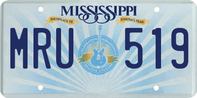 MS license plate MRU519
