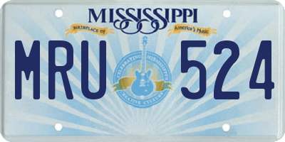 MS license plate MRU524