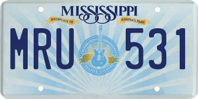 MS license plate MRU531