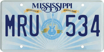 MS license plate MRU534