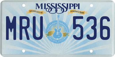 MS license plate MRU536