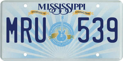 MS license plate MRU539