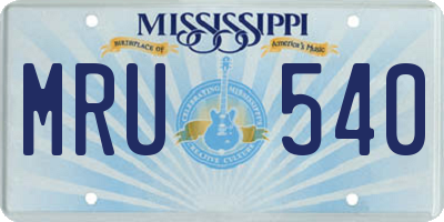 MS license plate MRU540