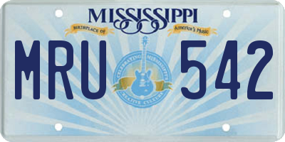 MS license plate MRU542