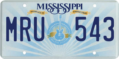 MS license plate MRU543