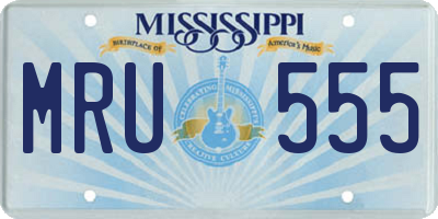 MS license plate MRU555