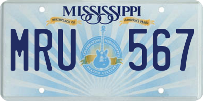 MS license plate MRU567