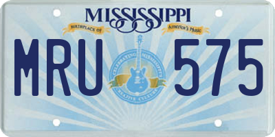 MS license plate MRU575