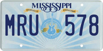 MS license plate MRU578