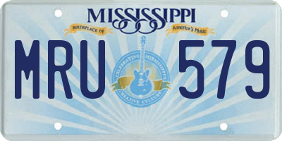 MS license plate MRU579