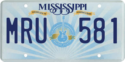 MS license plate MRU581