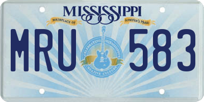 MS license plate MRU583