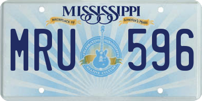 MS license plate MRU596