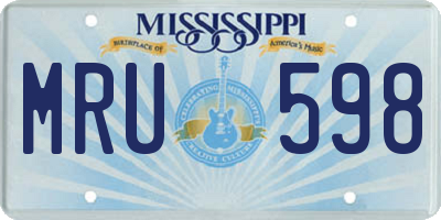 MS license plate MRU598