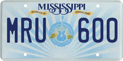 MS license plate MRU600
