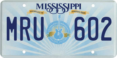 MS license plate MRU602