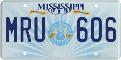 MS license plate MRU606