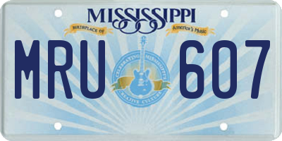 MS license plate MRU607