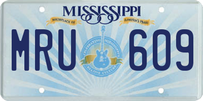 MS license plate MRU609
