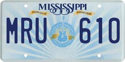 MS license plate MRU610