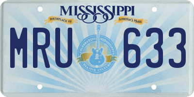 MS license plate MRU633