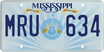 MS license plate MRU634