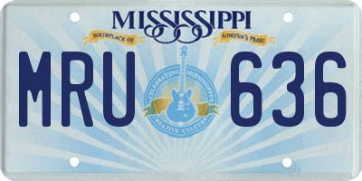 MS license plate MRU636