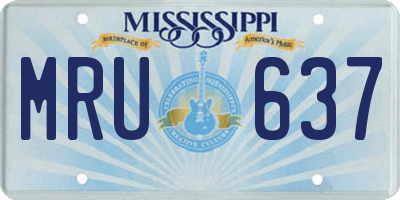 MS license plate MRU637