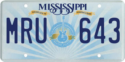 MS license plate MRU643