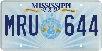 MS license plate MRU644