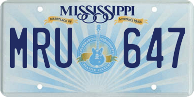 MS license plate MRU647