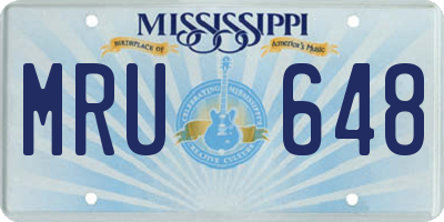 MS license plate MRU648