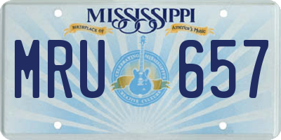 MS license plate MRU657
