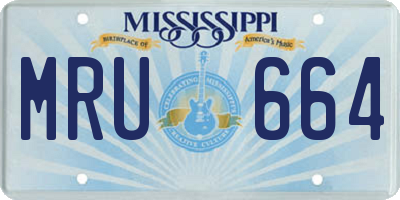 MS license plate MRU664