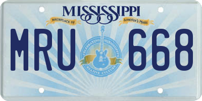 MS license plate MRU668