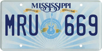 MS license plate MRU669