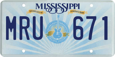 MS license plate MRU671
