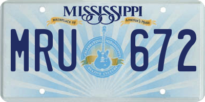 MS license plate MRU672